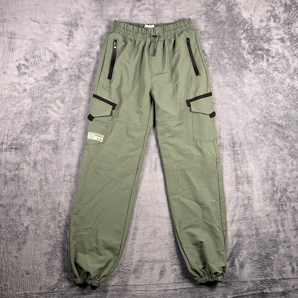 Sovereign Code Ruben Cargo Pants Boys S 14/16 Green Utility Pockets Drawstring